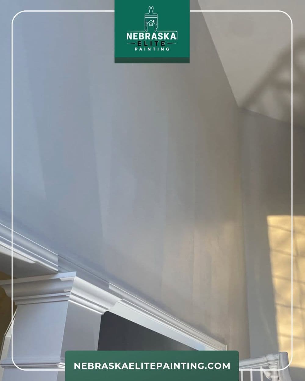 Freshly painted interior wall with natural light highlighting smooth texture and finish.